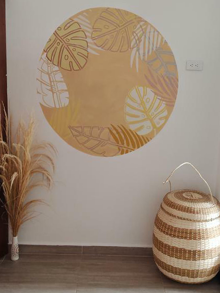 Mural de Jinneth con la coleccion Monstera y Hoja de Palma